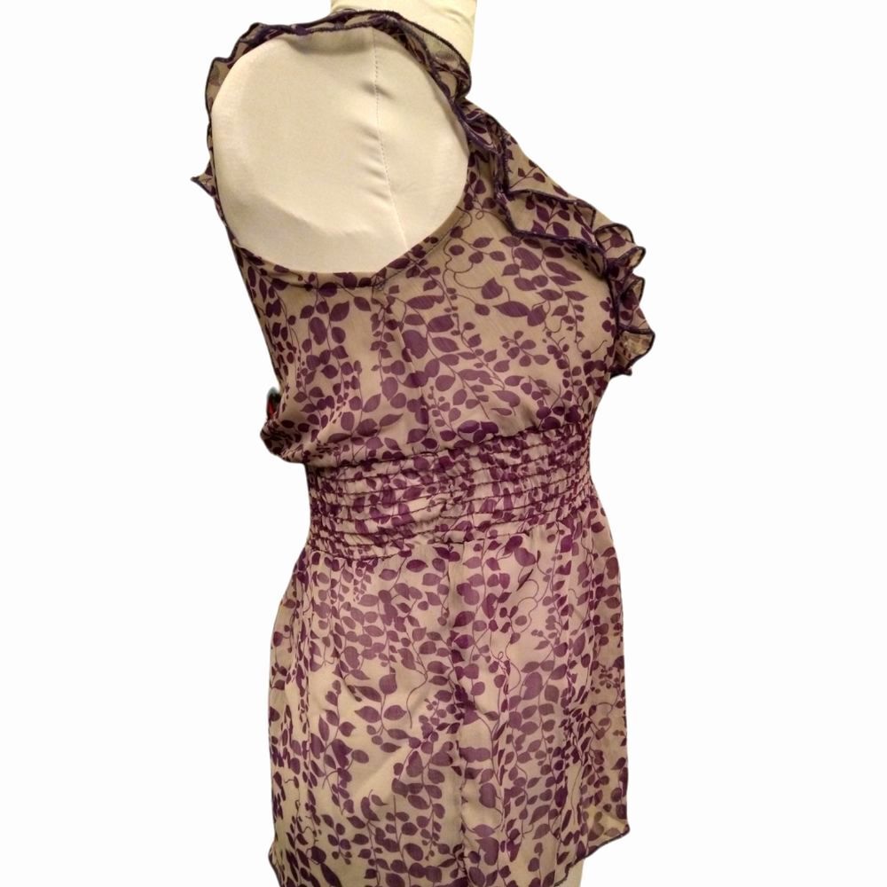 Wet Seal Vintage Y2K Purple Floral Ruffle Babydoll Top - Picture 5 of 7